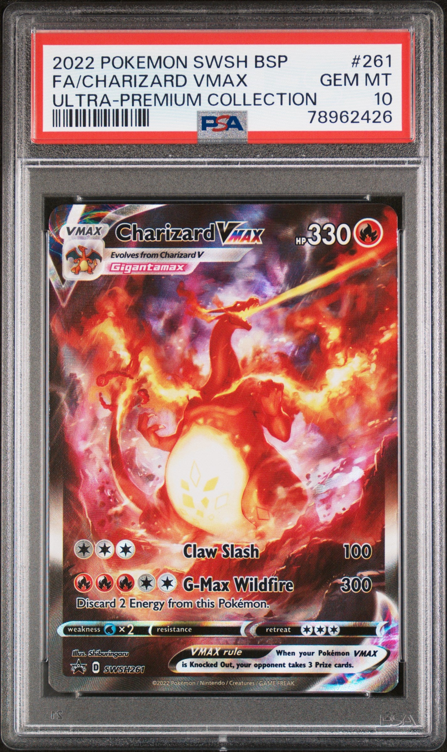 Charizard Vmax 261 Ultra Premium Swsh Black Star Promo Pokemon PSA 10