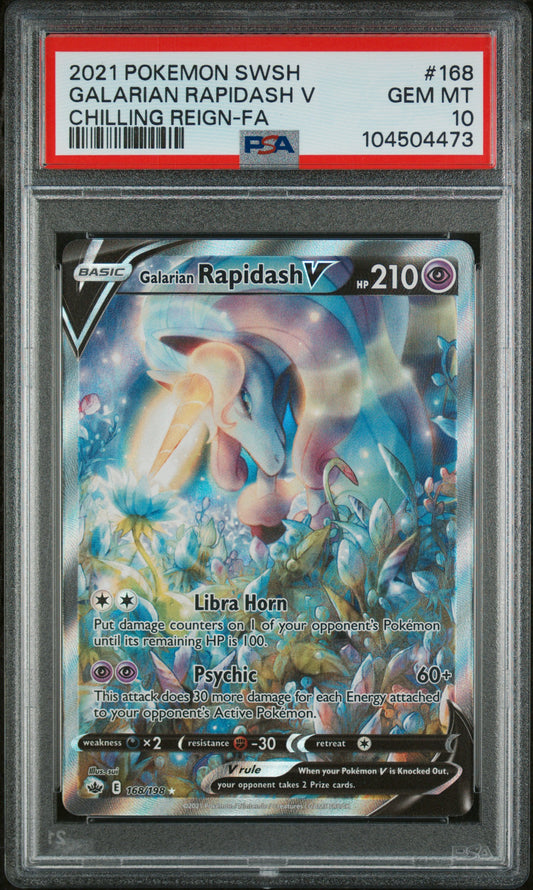 Galarian Rapidash V 168/198 Ultra Rare Chilling Reign Pokemon PSA 10