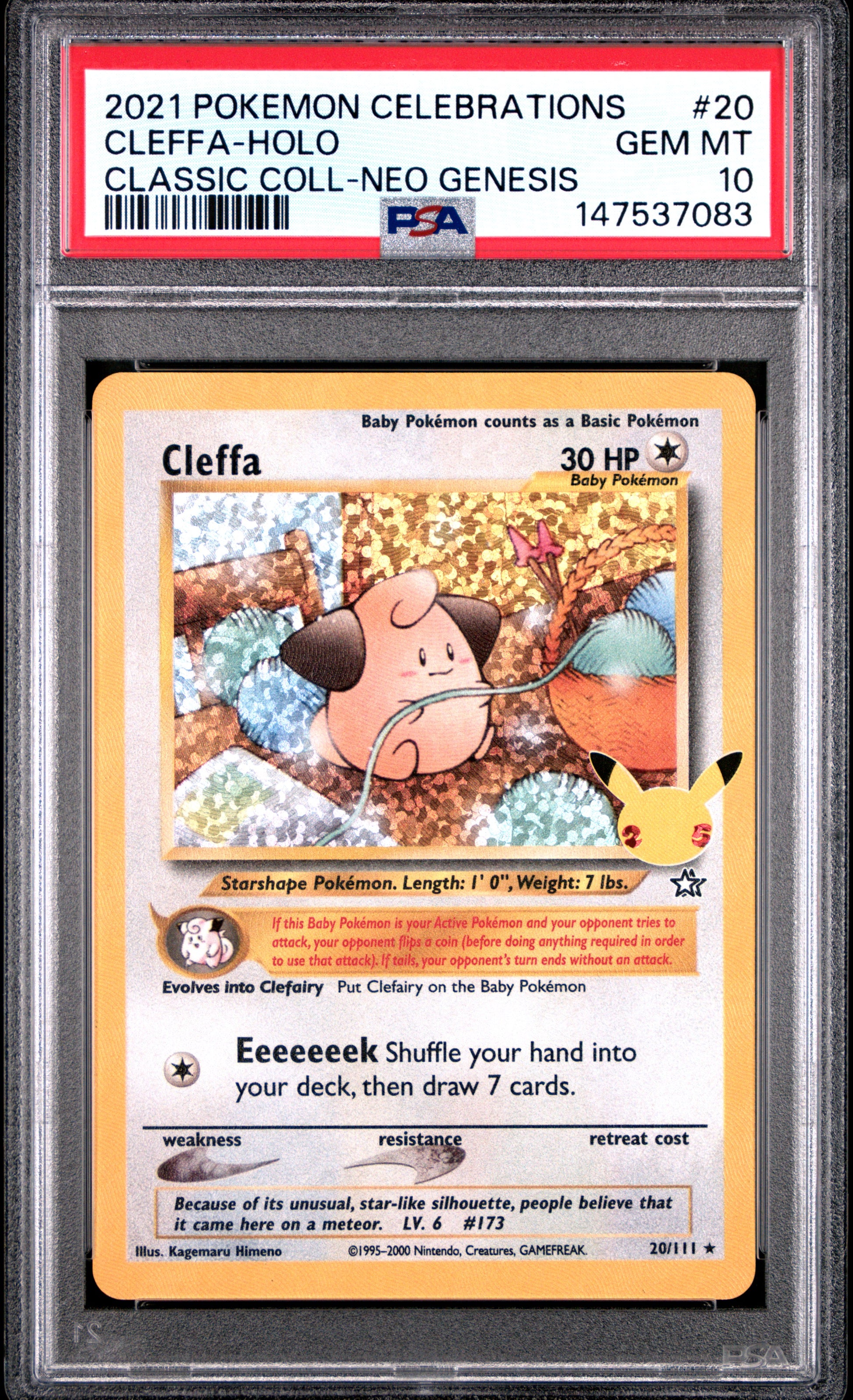 Cleffa Holo 20 Celebrations Classic Collection Pokemon PSA 10