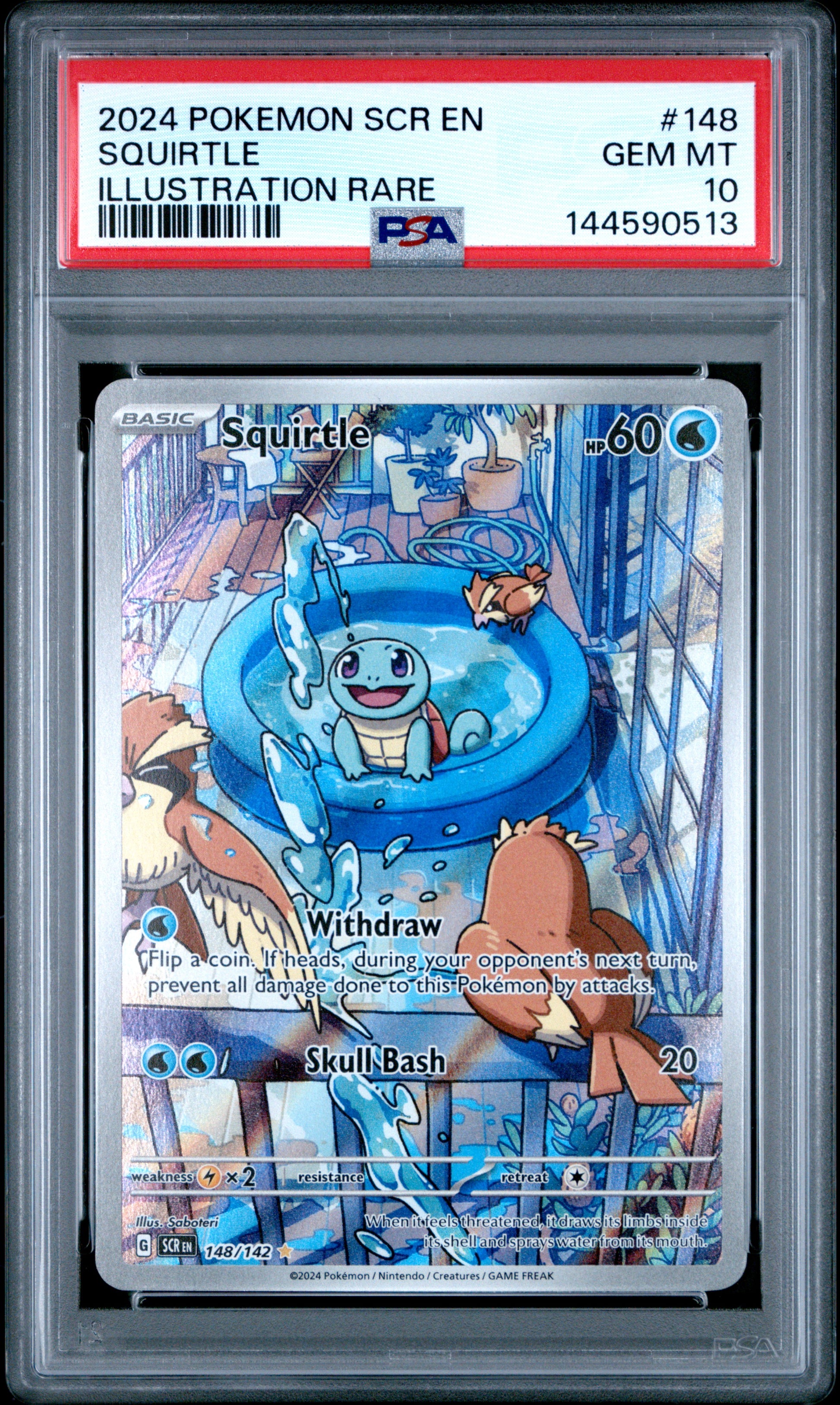 Squirtle 148/142 Illustration Rare Stellar Crown Pokemon PSA 10