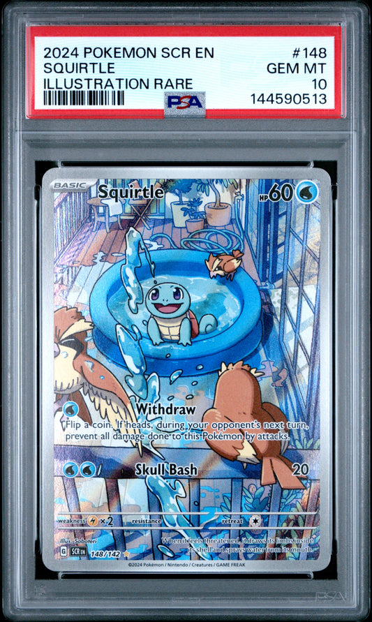 Squirtle 148/142 Illustration Rare Stellar Crown Pokemon PSA 10
