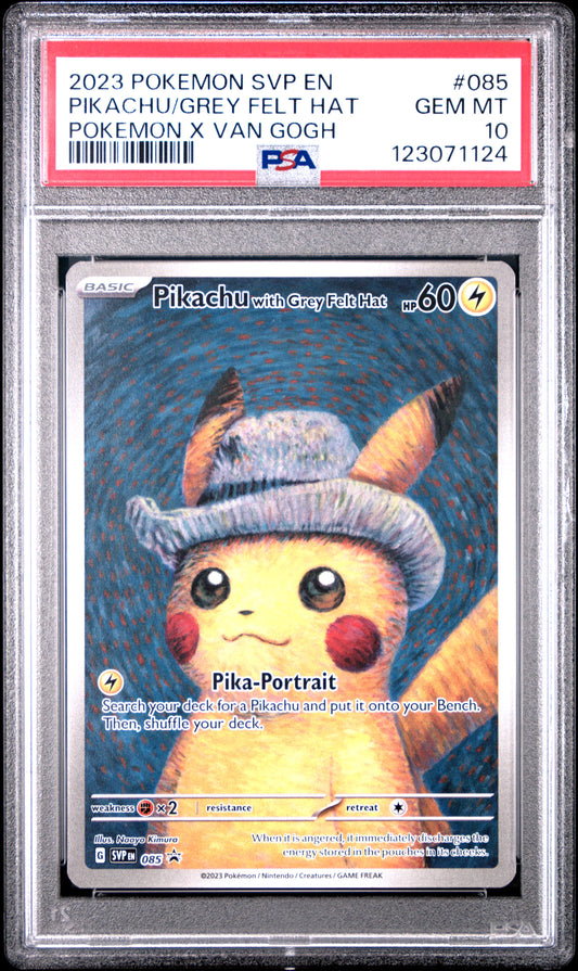 Pikachu With Grey Felt Hat 085 Pokemon X Van Gogh Pokemon PSA 10