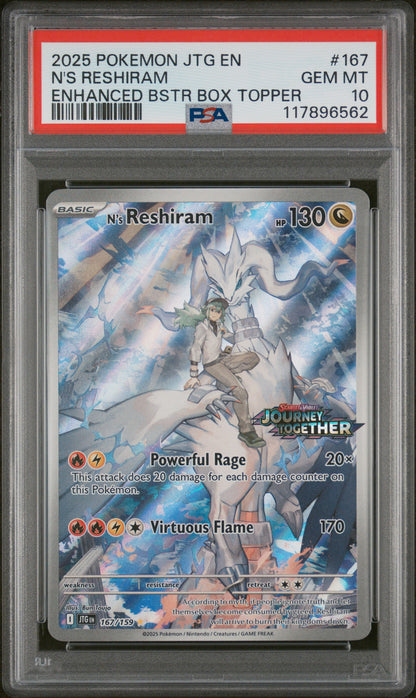 N's Reshiram 167/159 Enhanced Booster Box Topper Journey Together Pokemon PSA 10