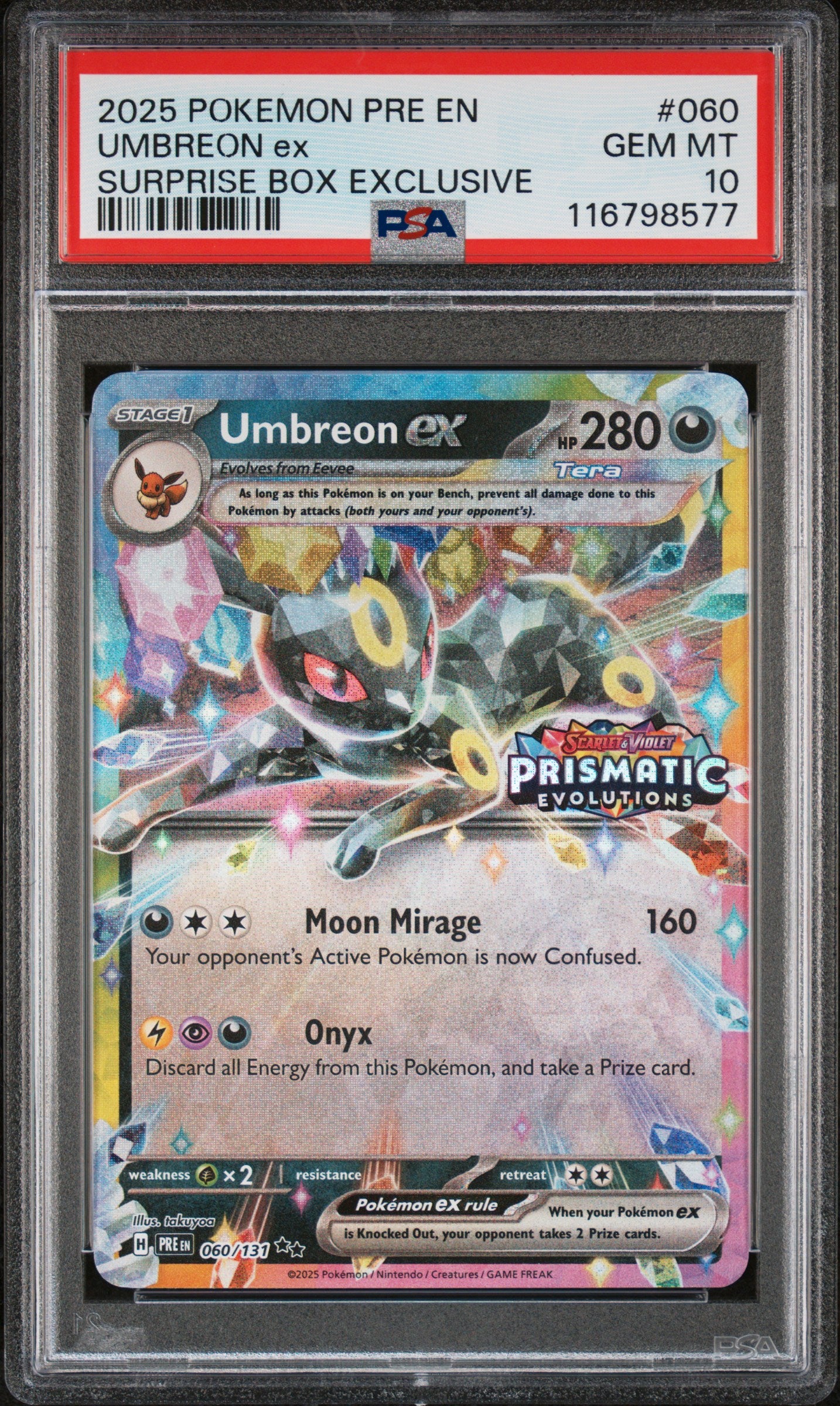 Umbreon EX 060/131 Surprise Box Exclusive Prismatic Evolutions Pokemon PSA 10