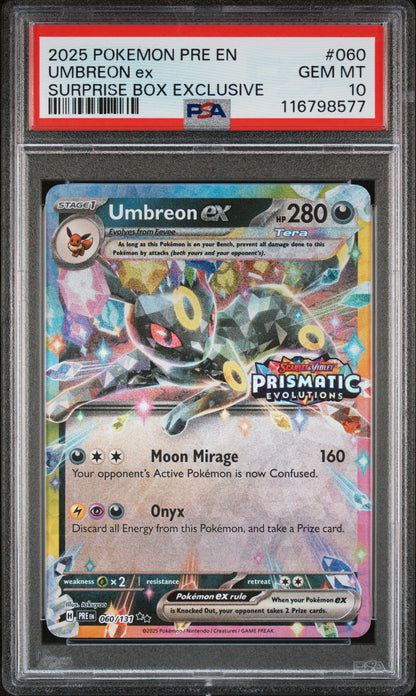 Umbreon EX 060/131 Surprise Box Exclusive Prismatic Evolutions Pokemon PSA 10