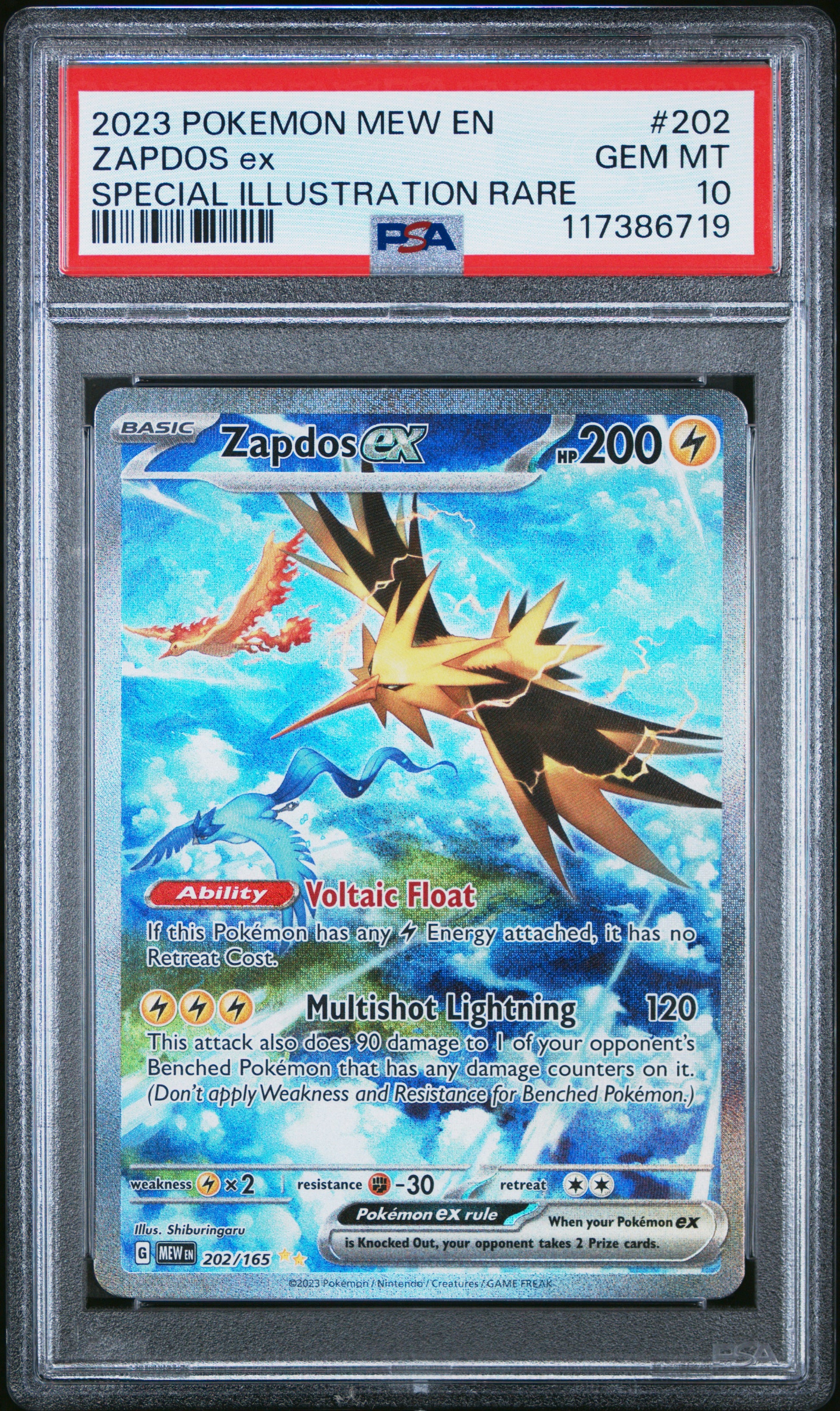 Zapdos EX 202/165 Special Illustration Rare 151 Pokemon PSA 10