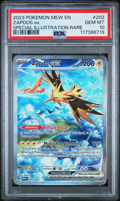 Zapdos EX 202/165 Special Illustration Rare 151 Pokemon PSA 10