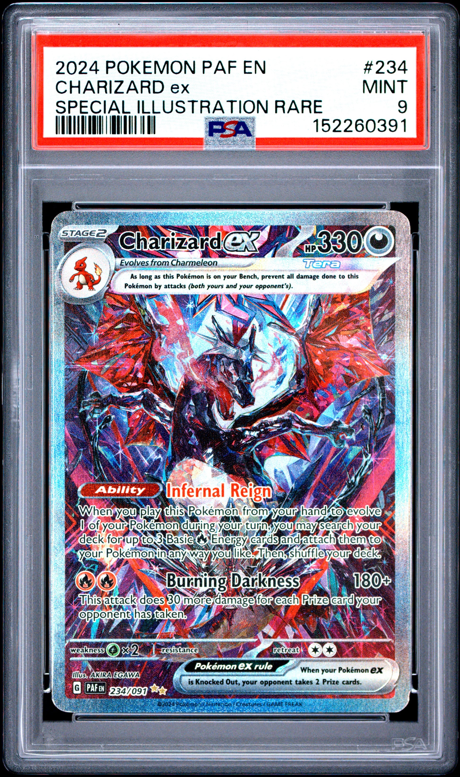 Charizard EX 234/091 Special Illustration Rare Paldean Fates Pokemon PSA 9