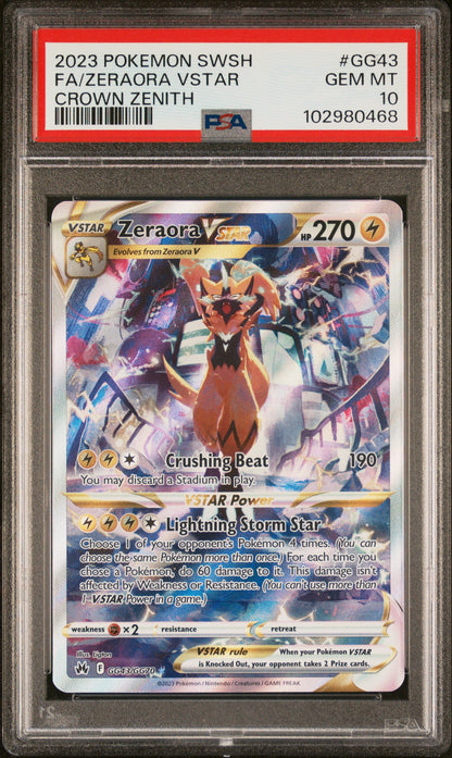 Zeraora Vstar GG43/GG70 Galarian Gallery Crown Zenith Pokemon PSA 10