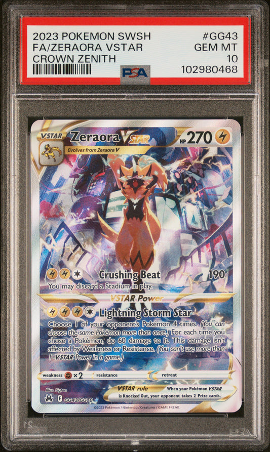 Zeraora Vstar GG43/GG70 Galarian Gallery Crown Zenith Pokemon PSA 10