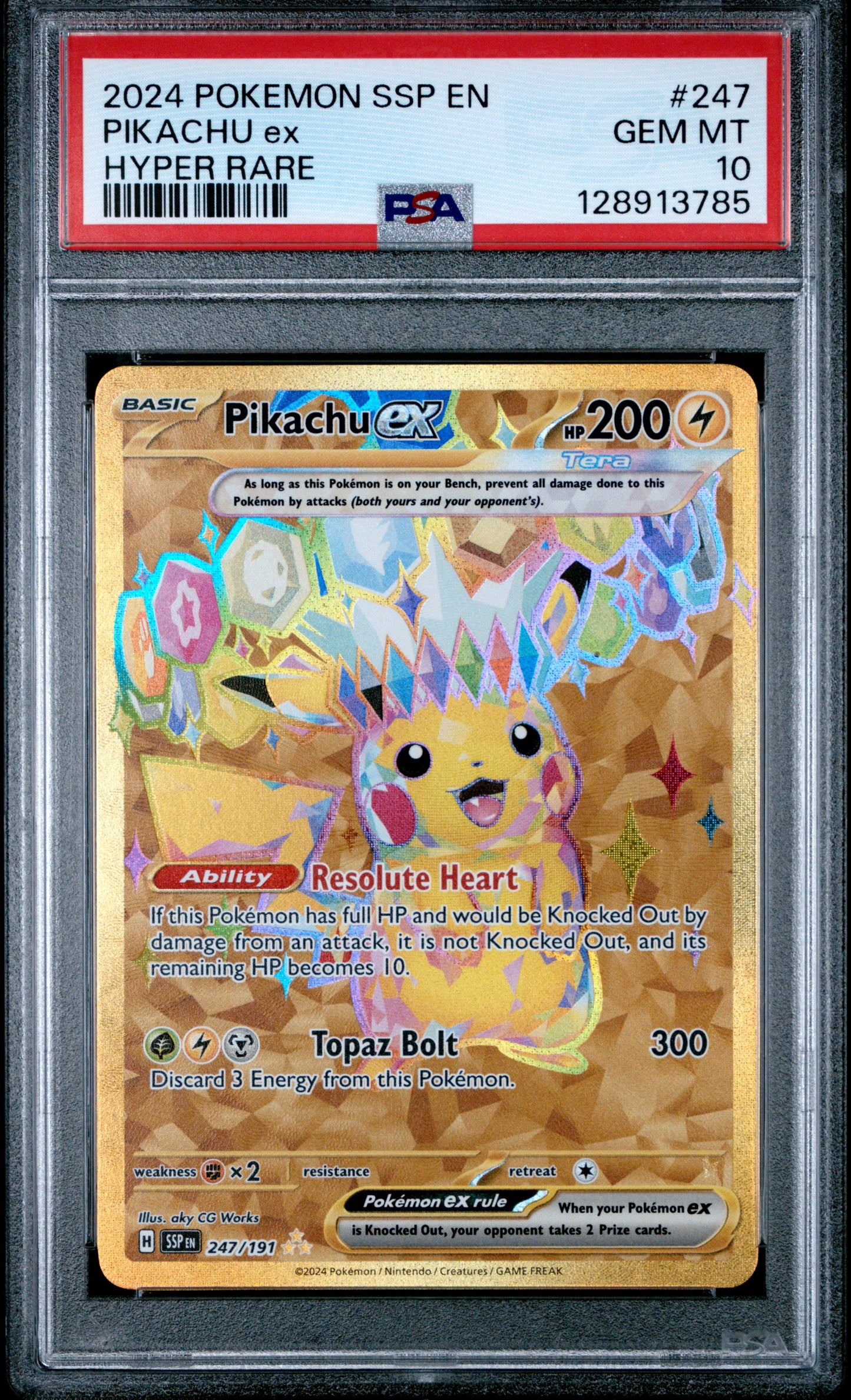 Pikachu EX 247/191 Hyper Rare Ssp En Surging Sparks Pokemon PSA 10