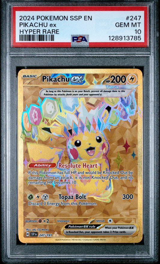 Pikachu EX 247/191 Hyper Rare Ssp En Surging Sparks Pokemon PSA 10