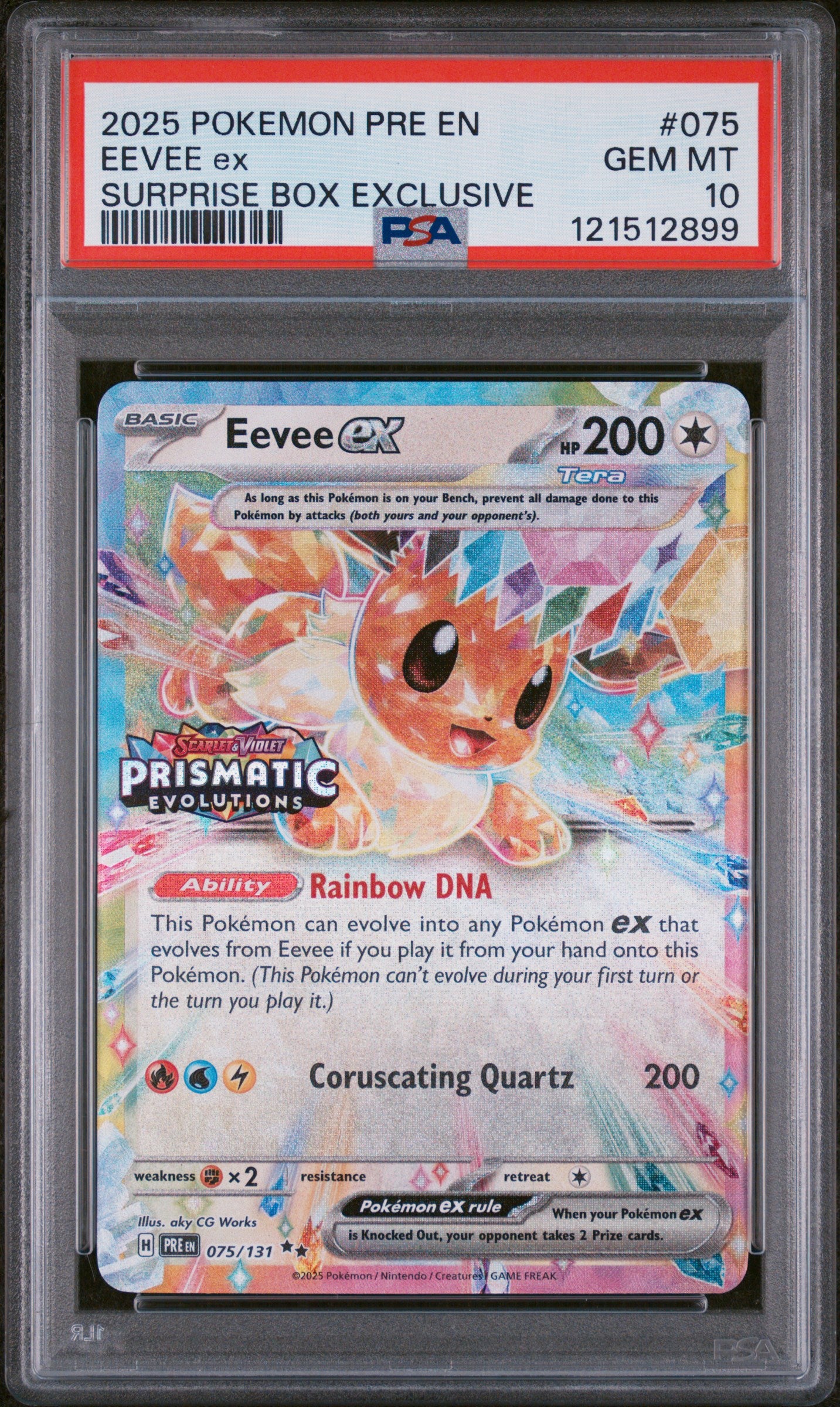 Eevee EX 075/131 Surprise Box Exclusive Prismatic Evolutions Pokemon PSA 10