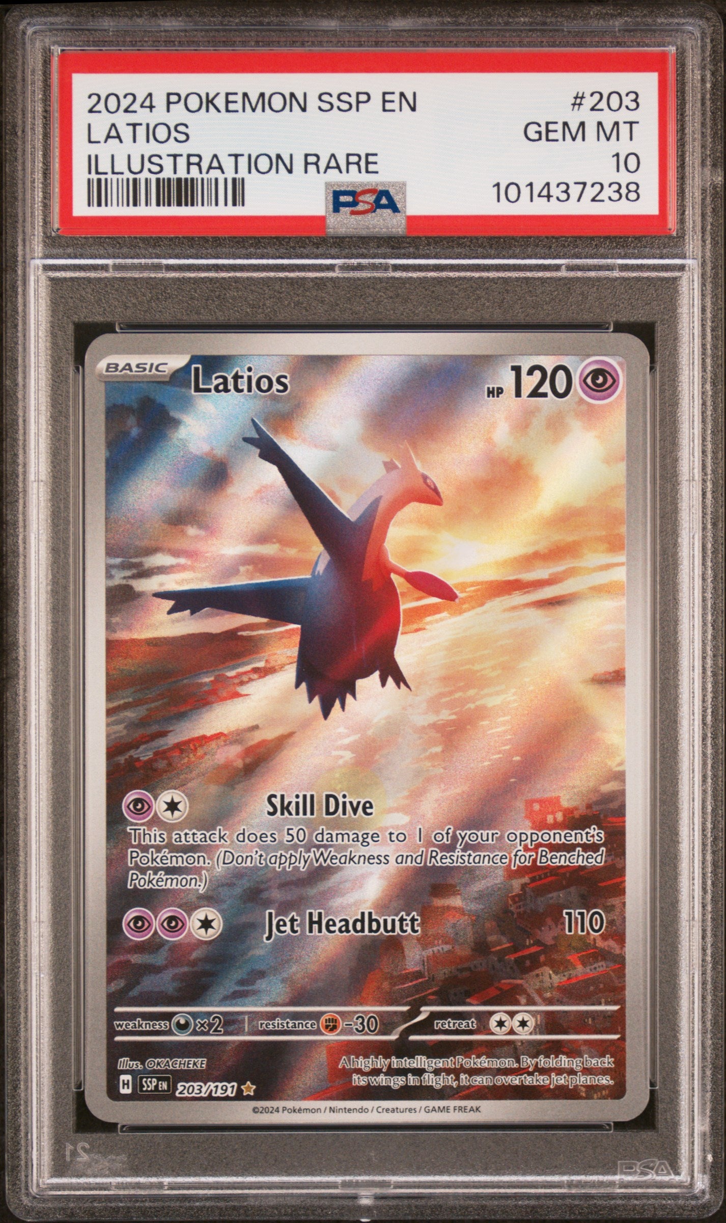 Latios 203/191 Illustration Rare Ssp En Surging Sparks Pokemon PSA 10