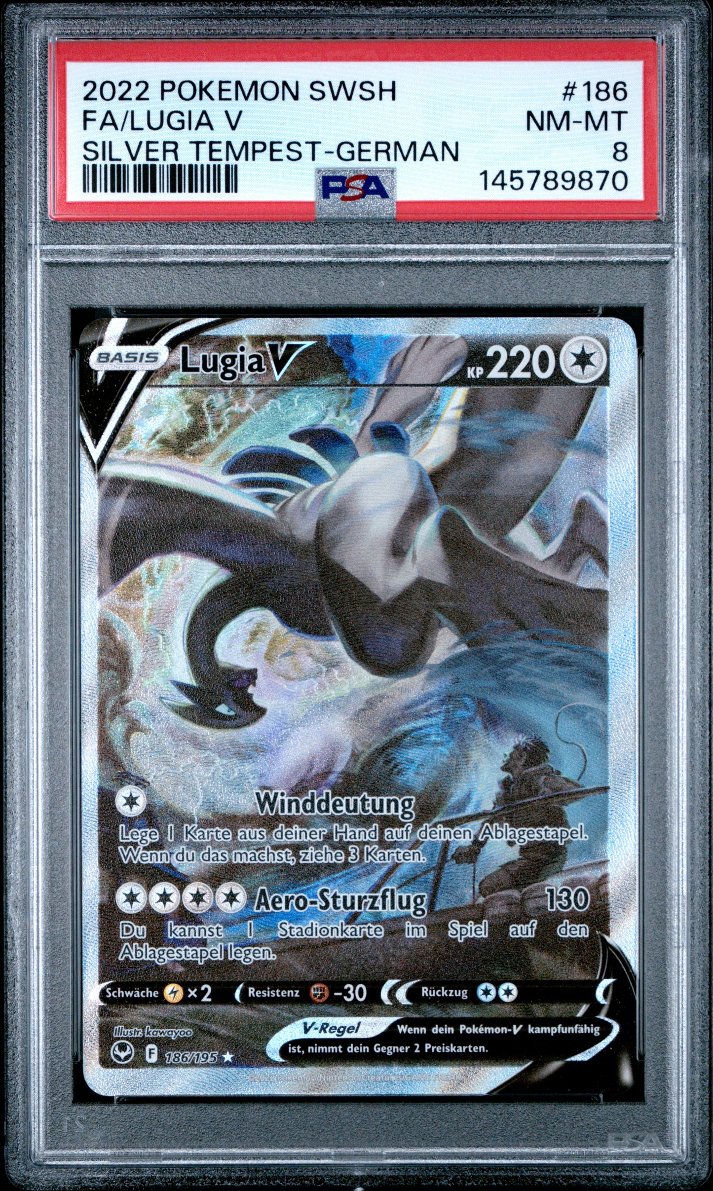 Lugia V 186/195 German Silver Tempest Pokemon PSA 8