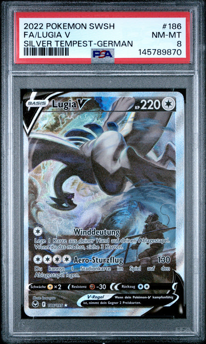 Lugia V 186/195 German Silver Tempest Pokemon PSA 8