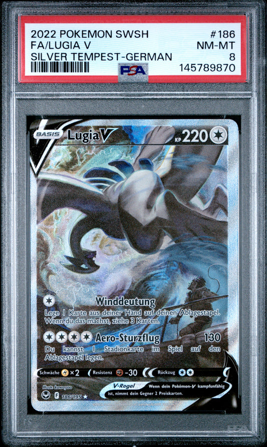 Lugia V 186/195 German Silver Tempest Pokemon PSA 8