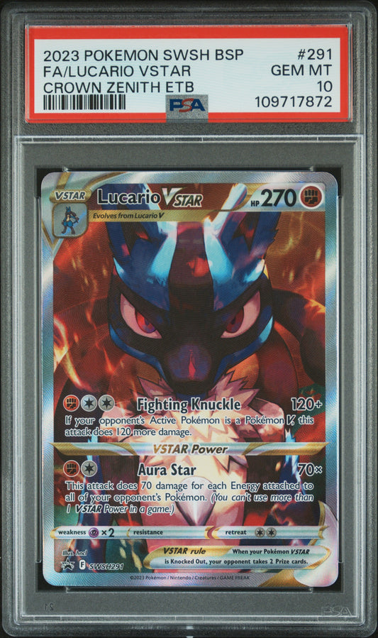 Lucario Vstar SWSH291 Holo Crown Zenith Pokemon PSA 10