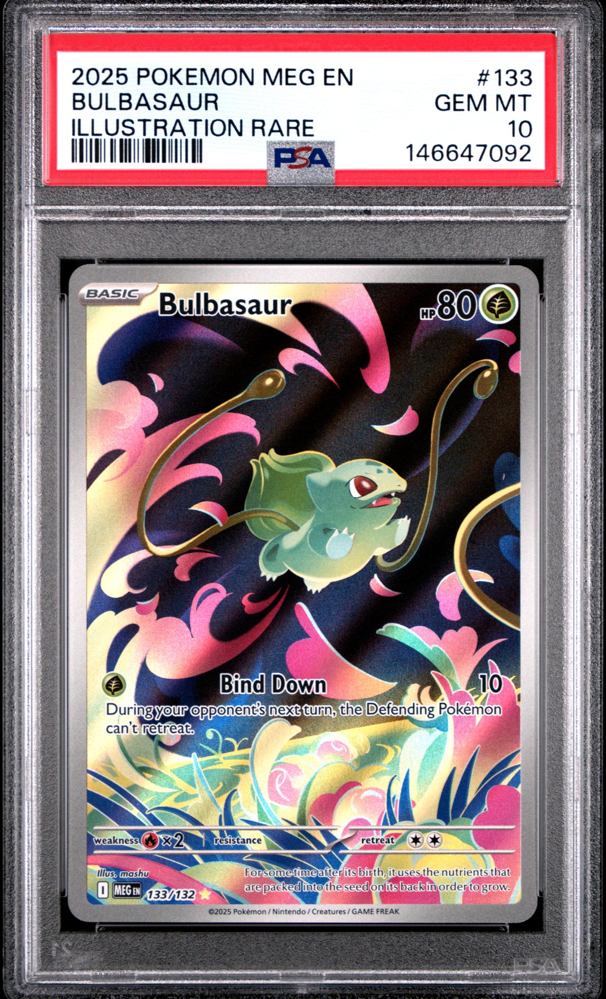 Bulbasaur 133/132 Illustration Rare Mega Evolution Base Pokemon PSA 10