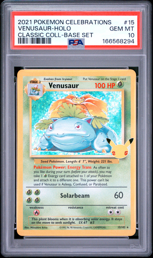 Venusaur 15/102 Holo Celebrations 25th Pokemon PSA 10