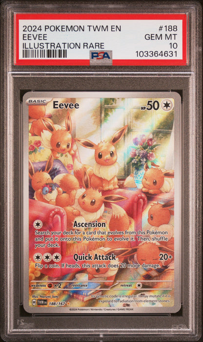 Eevee 188/167 Illustration Rare Twm En-Twilight Masquerade Pokemon PSA 10