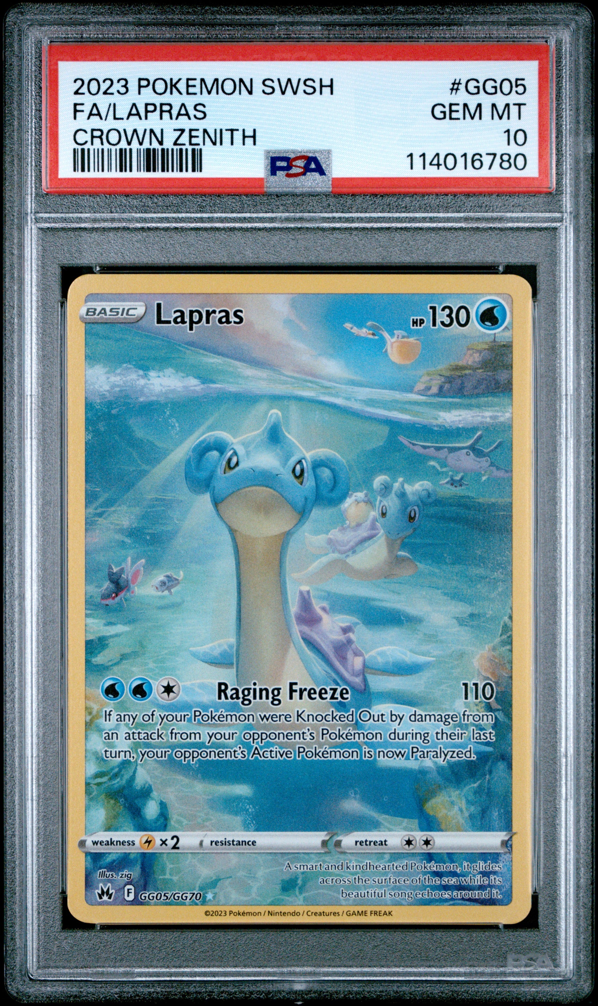 Lapras GG05/GG70 Sword Shield Crown Zenith Pokemon PSA 10