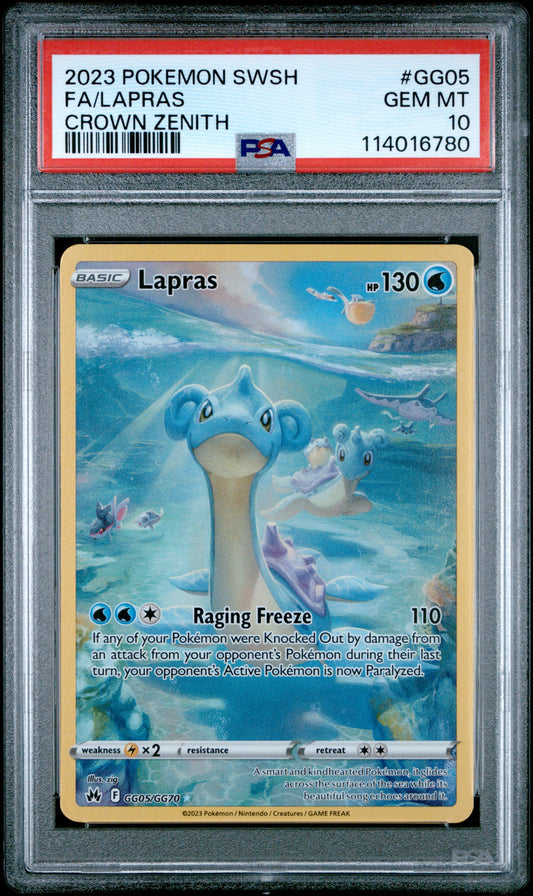 Lapras GG05/GG70 Sword Shield Crown Zenith Pokemon PSA 10