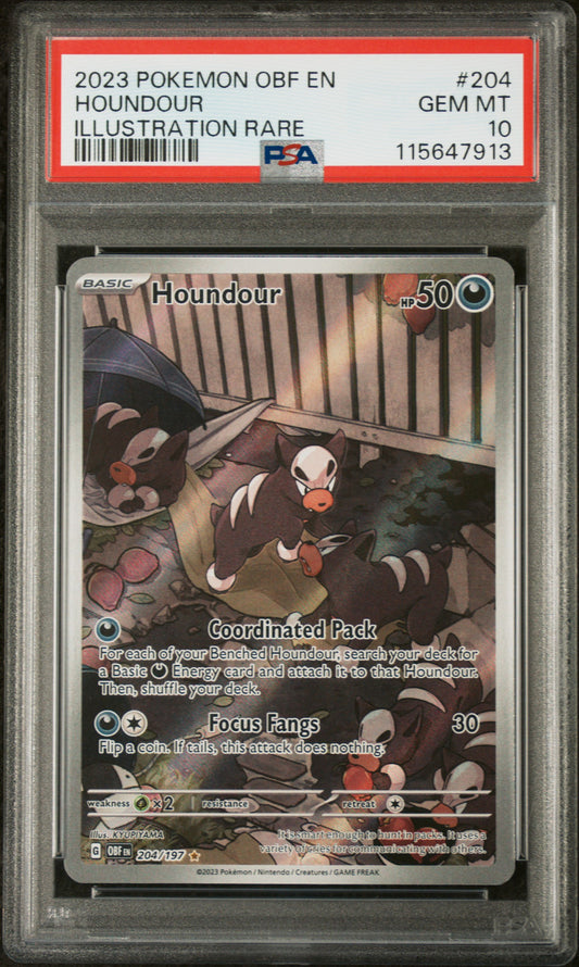 Houndour 204/197 Illustration Rare Obf En-Obsidian Flames Pokemon PSA 10