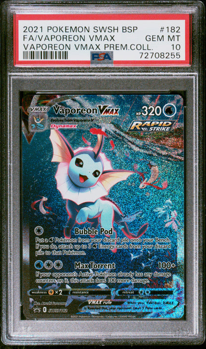 Vaporeon Vmax 182 Premium Collection Swsh Black Star Promo Pokemon PSA 10