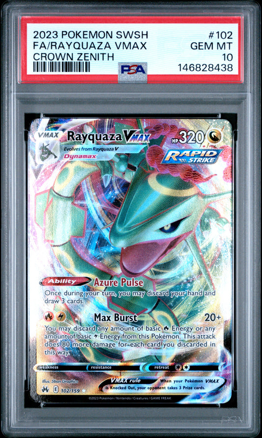 Rayquaza Vmax 102/159 Ultra Rare Crown Zenith Pokemon PSA 10