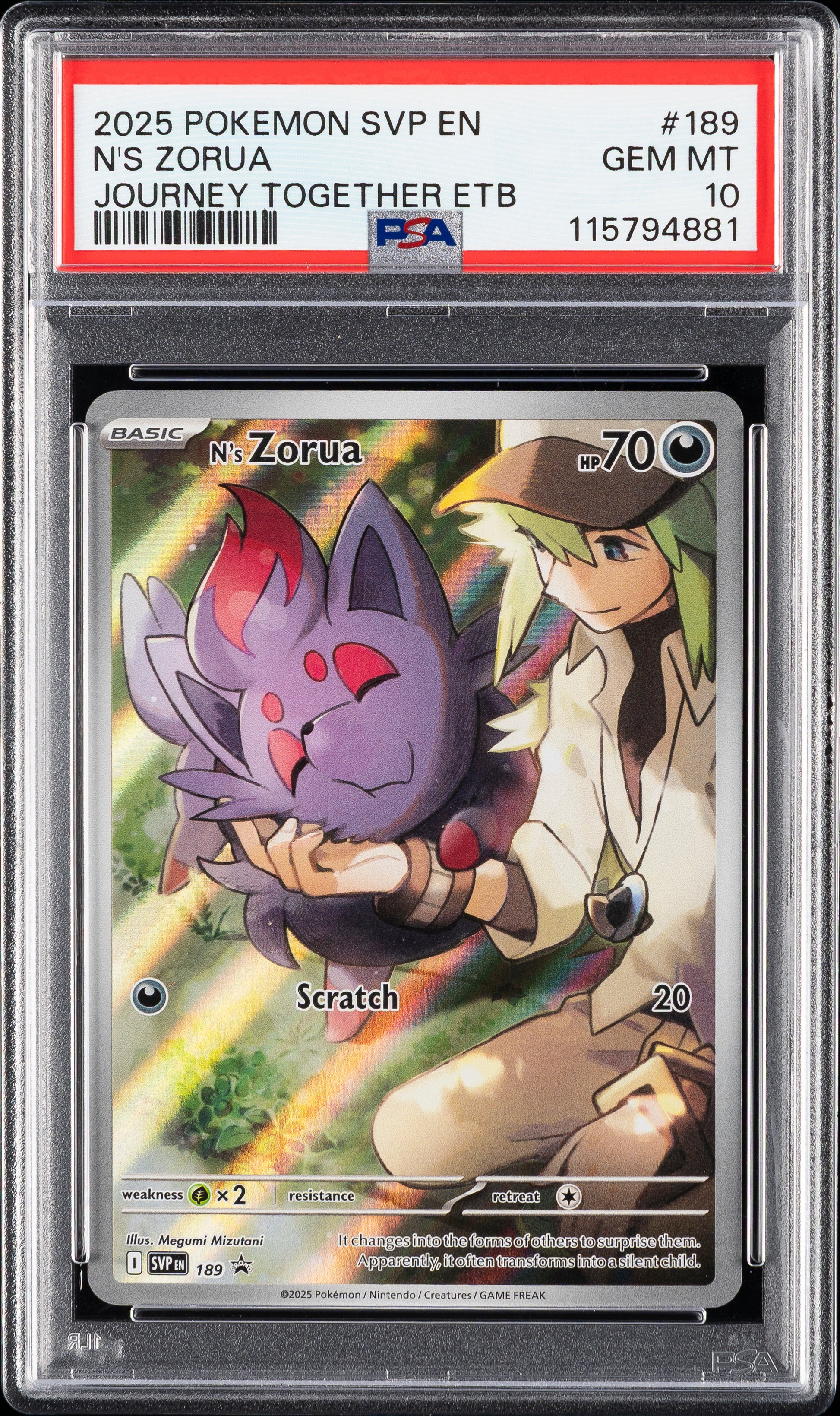 N's Zorua 189 Journey Together Elite Trainer Box Pokemon PSA 10
