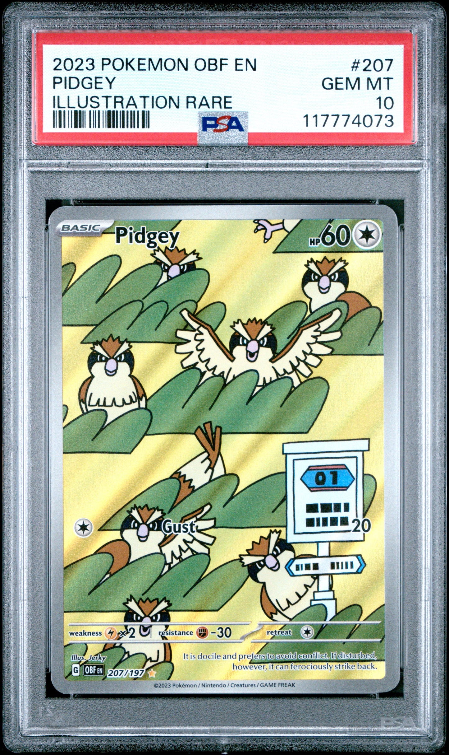 Pidgey 207/197 Illustration Rare Obf En-Obsidian Flames Pokemon PSA 10