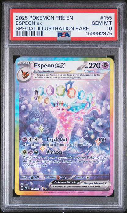 Espeon EX 155/131 Special Illustration Rare Prismatic Evolutions Pokemon PSA 10