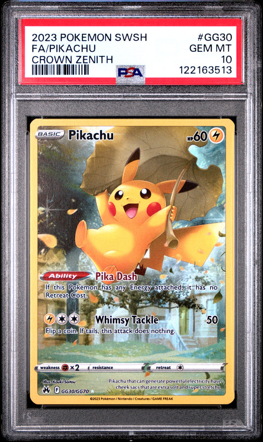 Pikachu GG30/GG70 Sword Shield Crown Zenith Pokemon PSA 10